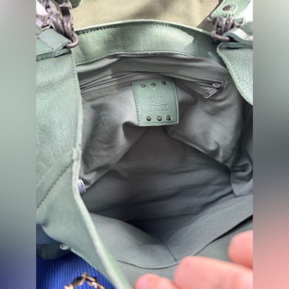 Free People We The Free Leigh Distressed Leather Tote Secret Sage Full Size - Picture 9 of 13